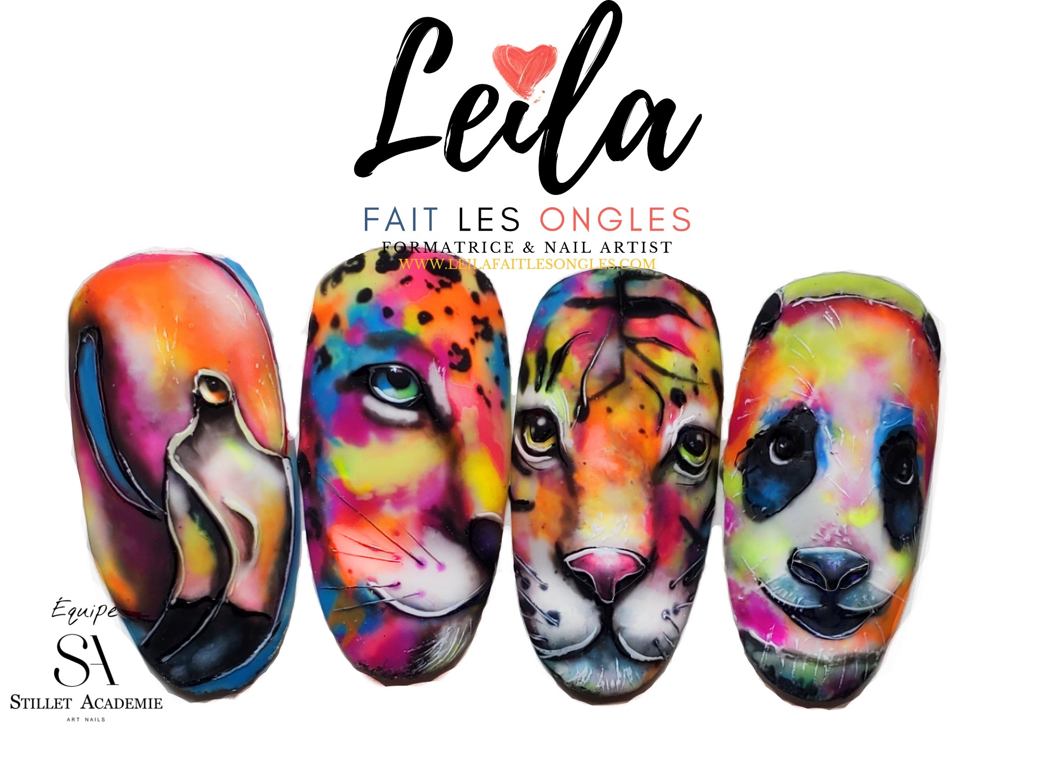 Animaux colorés nail art — Leila Fait Les Ongles